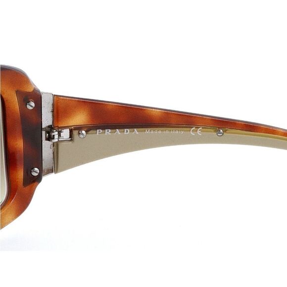Prada SPR01H Brown Havana Gold Women Rectangular Wrap Sunglasses w/Case/Dust Bag - Picture 5 of 12